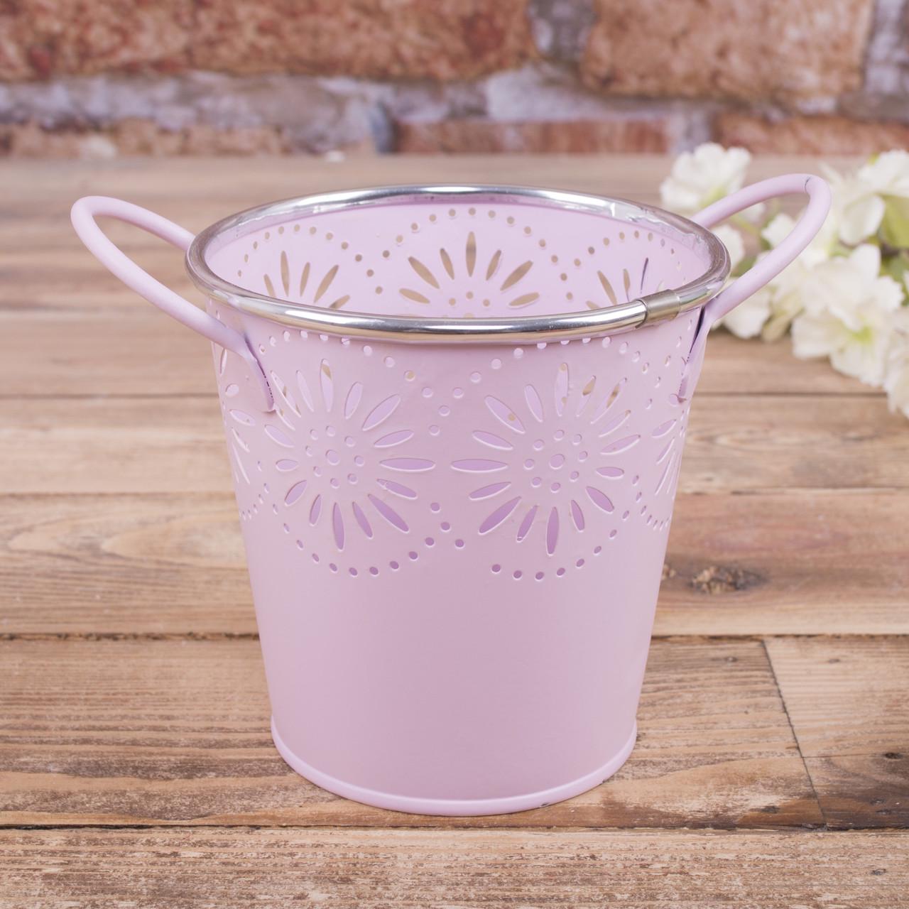 Кашпо металлическое Ромашка с 2 ручками (3629-1)