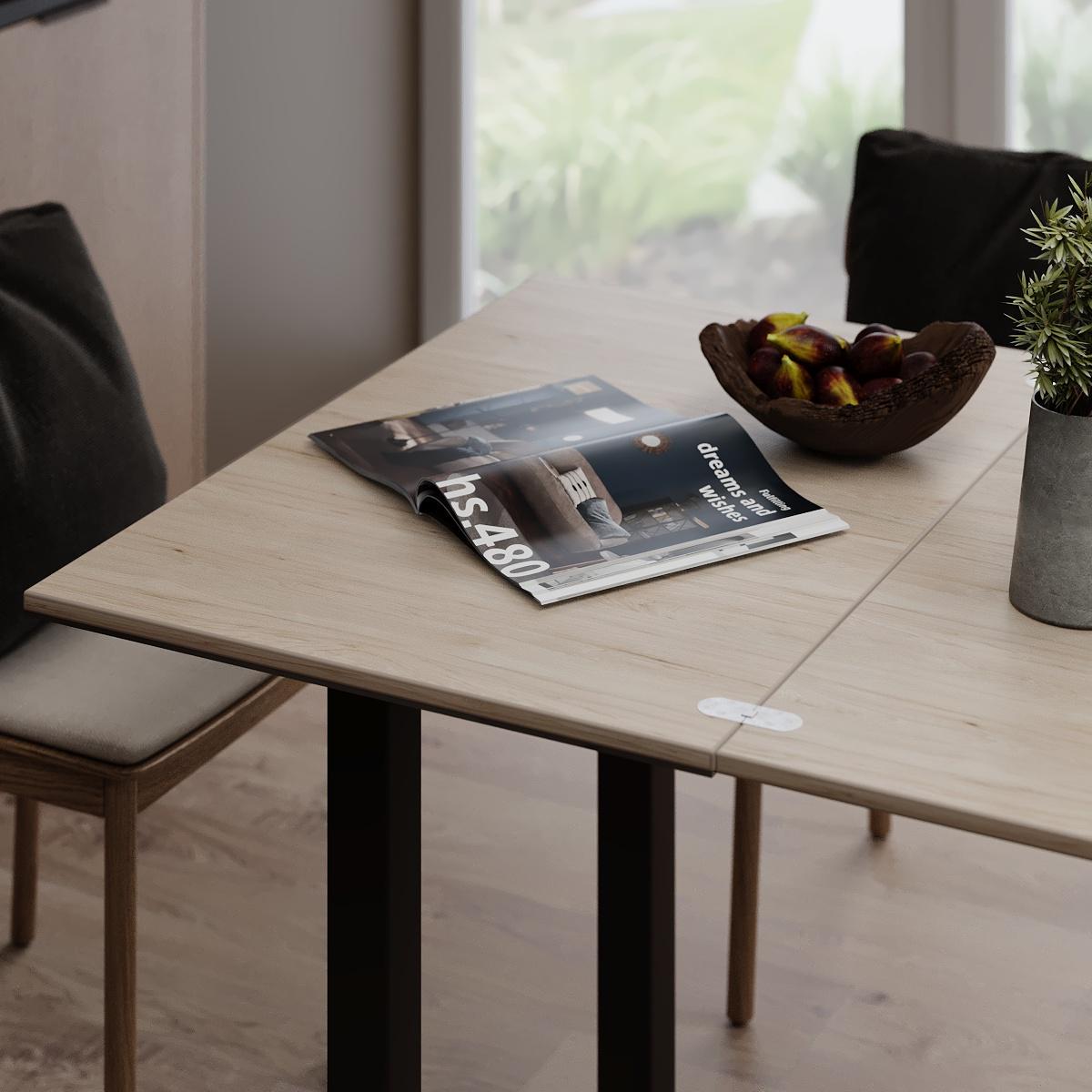 Обідній стіл-трансформер Dinner Glass 900x750x600 мм Гікорі Рокфорд світлий/Графітове скло (GATB16060600202) - фото 4 Обідній стіл-трансформер Dinner Glass 900x750x600 мм Гікорі Рокфорд світлий/Графітове скло (GATB16060600202) - фото 4