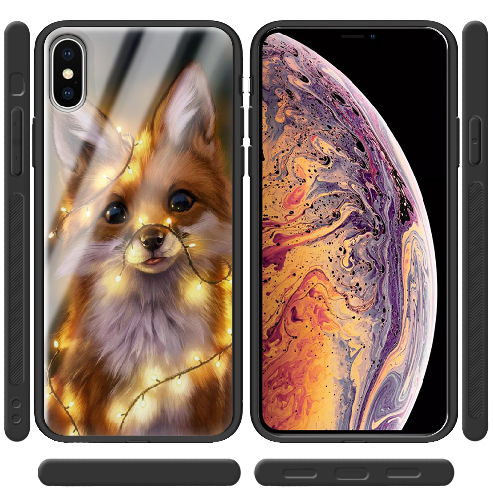 Чохол Boxface iPhone XS Max Різдвяна Лисичка Чорний силікон зі склом (35321-up2399-37735) - фото 2