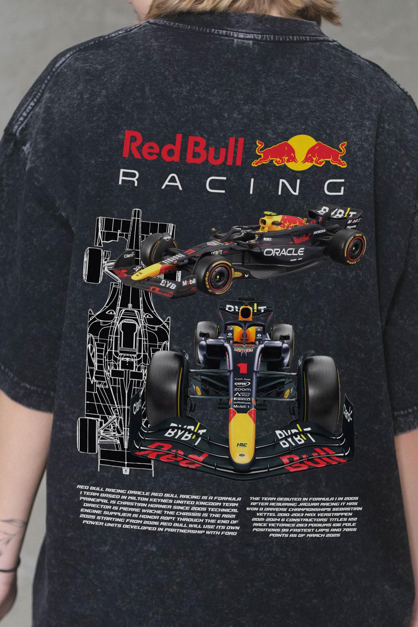 Футболка виварена Without Washed Оверсайз з принтом Redbull S/M Black (S/M 8056154 8056155) - фото 6