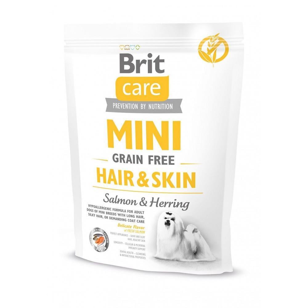 Корм сухий для собак Brit Care GF Mini Hair&Skin мініатюрних порід для шкіри та шерсті з лососем і оселедцем 400 г (арт.170783/520237)