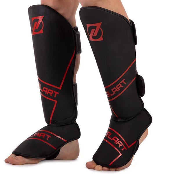 Защита для голени и стопы Zelart VL-3152 Муай Тай/ММА/кикбоксинг L Черный/Красный (37363129)