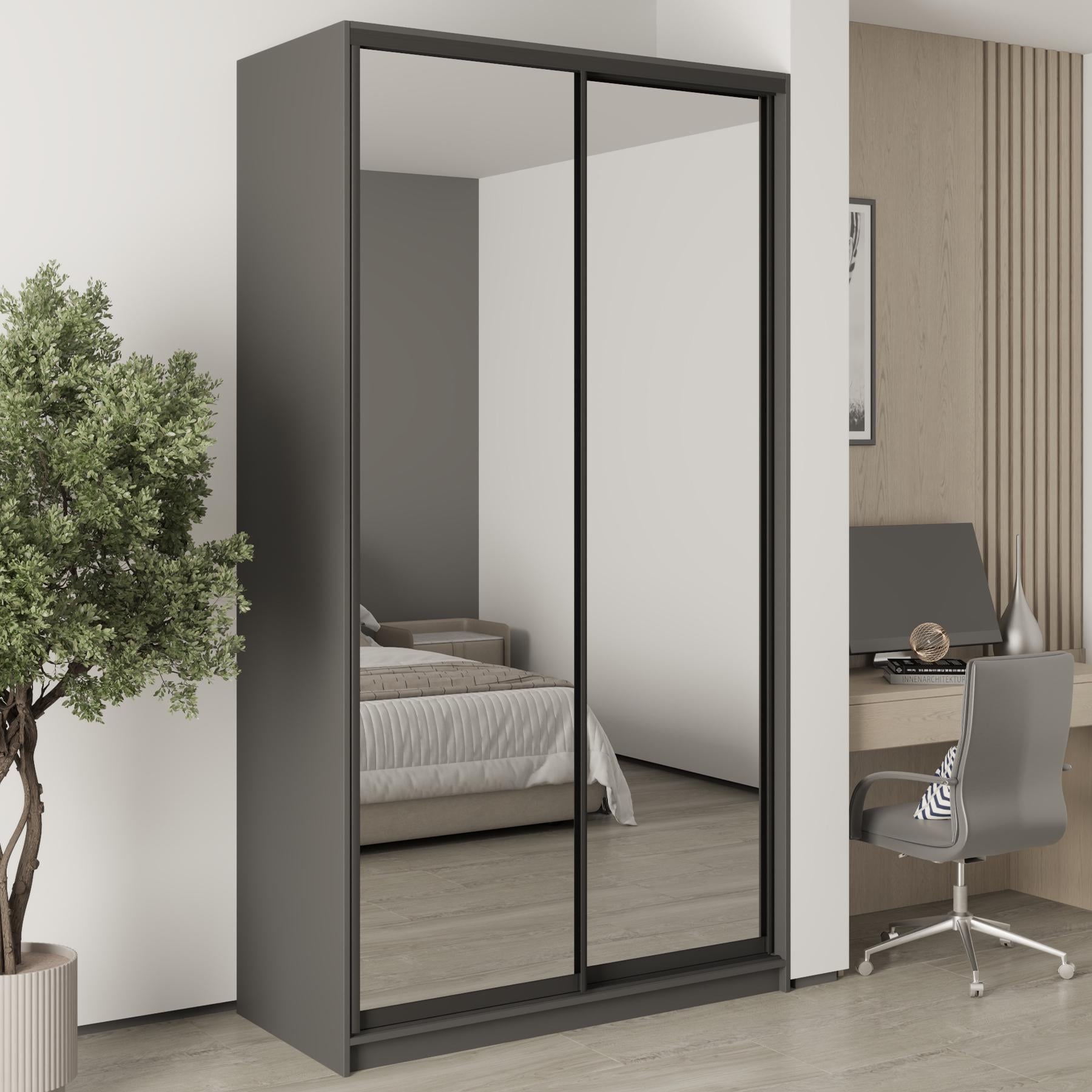 Шкаф-купе двухдверный MebelStar Стандарт BG 2 зеркала 130x45x240 см Антрацит (MBS-10285)