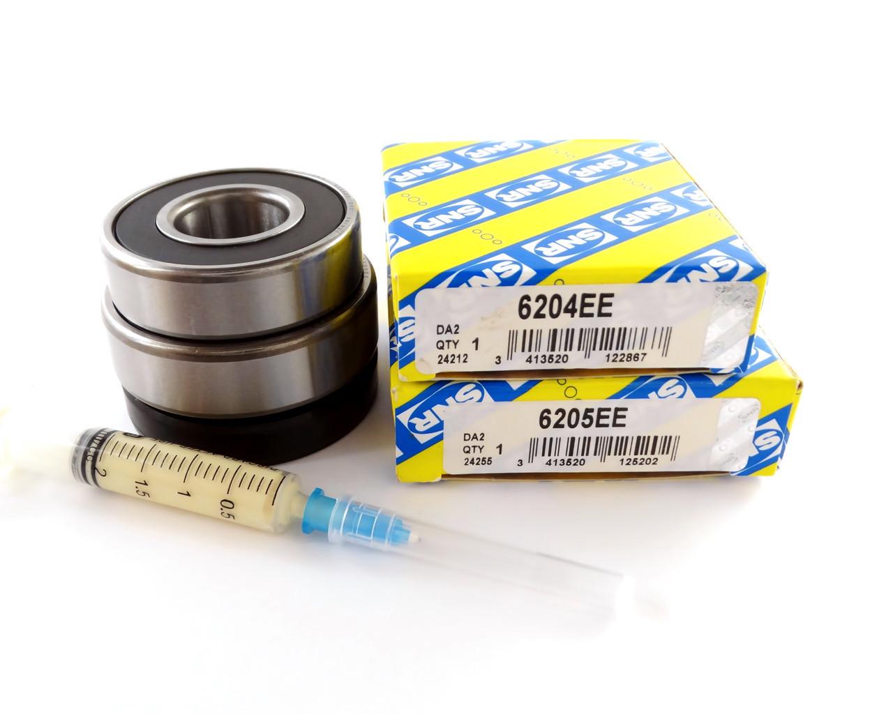 Подшипники SNR 6204-6205 для стиральной машины Samsung сальник 30x60,55x10/12 мм смазка 2 мл (p2342)