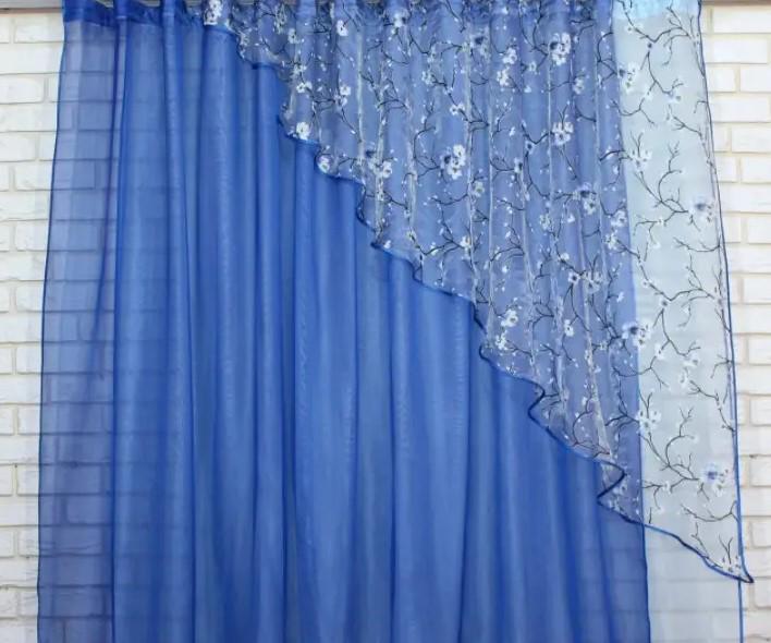 Комплект штор на кухню 300х170 см Синий/Голубой (063к 4) - фото 5 Комплект штор на кухню 300х170 см Синий/Голубой (063к 4) - фото 5