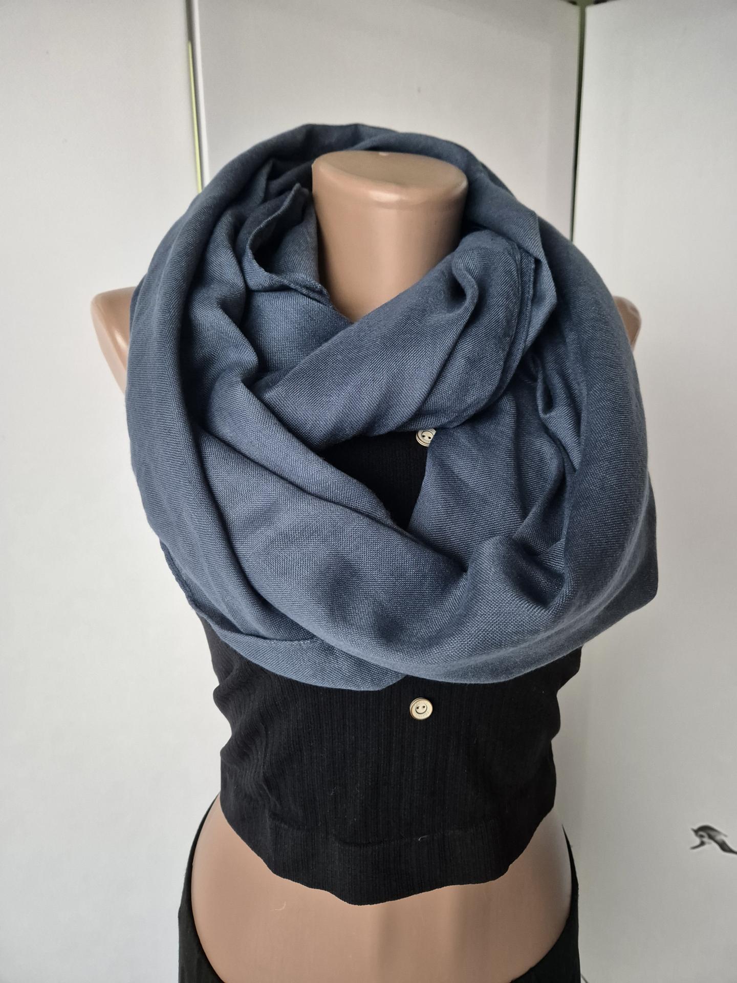 Шарф-снуд жіночий однотонний весна-осінь 158х66 см Синій (11662) - фото 6