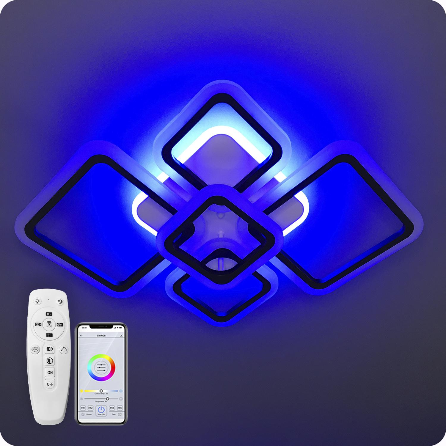 Люстра світлодіодна 517 Light 3color з пультом 80 Вт Чорний (02082) - фото 7