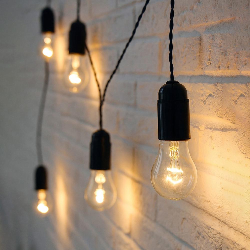 Гирлянда Белт-Лайт 10 ламп 5 м/220В Черный провод Теплый белый