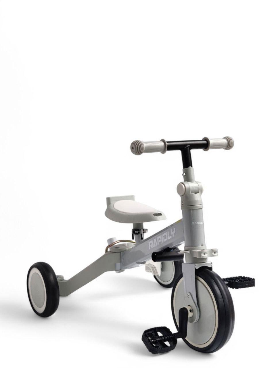 Дитячий велосипед коляска 3в1 Rapidly NN519 із батьківською ручкою на 3 колесах з дашком Сірий з чорним (NN519r-s2) - фото 3 Дитячий велосипед коляска 3в1 Rapidly NN519 із батьківською ручкою на 3 колесах з дашком Сірий з чорним (NN519r-s2) - фото 3