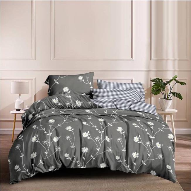Комплект постельного белья Family Васильки полуторный Сатин 9981848 Серый (DR010266)