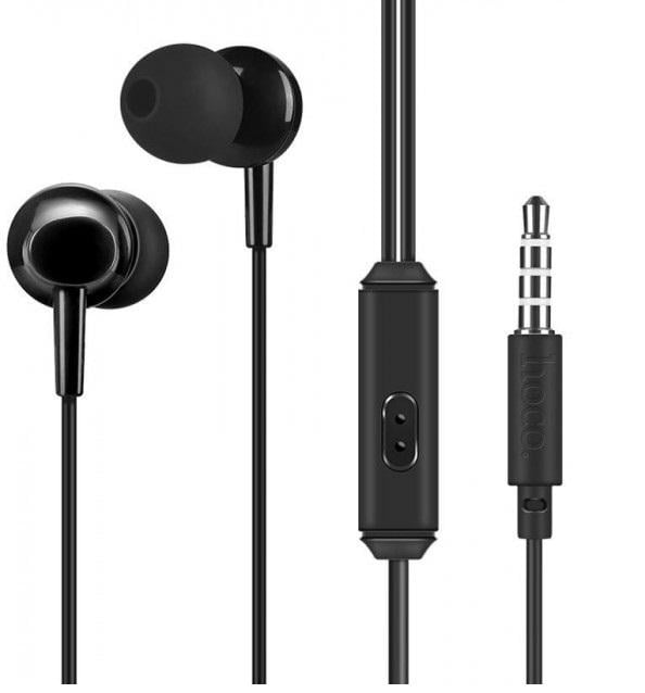 Наушники проводные Hoco M14 initial sound universal earphones with mic 1.2м микрофон черные - фото 1