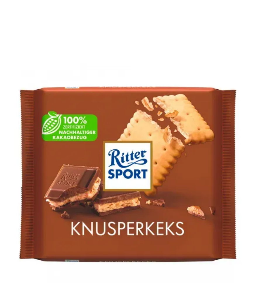 Шоколад Ritter Sport Knusperkeks молочний з печивом 100 г (57783) Шоколад Ritter Sport Knusperkeks молочний з печивом 100 г (57783)