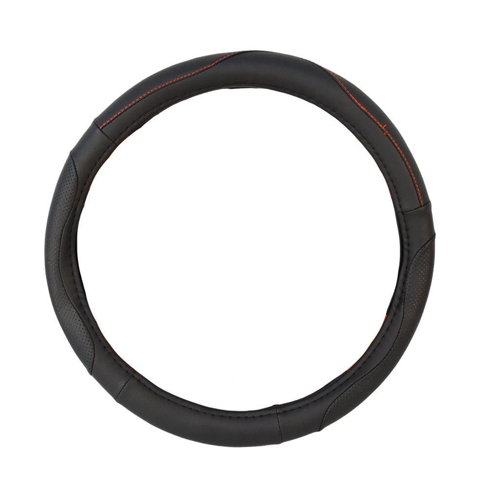 Чохол на кермо Elegant Plus з перфорацією та червоною ниткою 50-52 см XXXXL Чорний (EL 105 479)