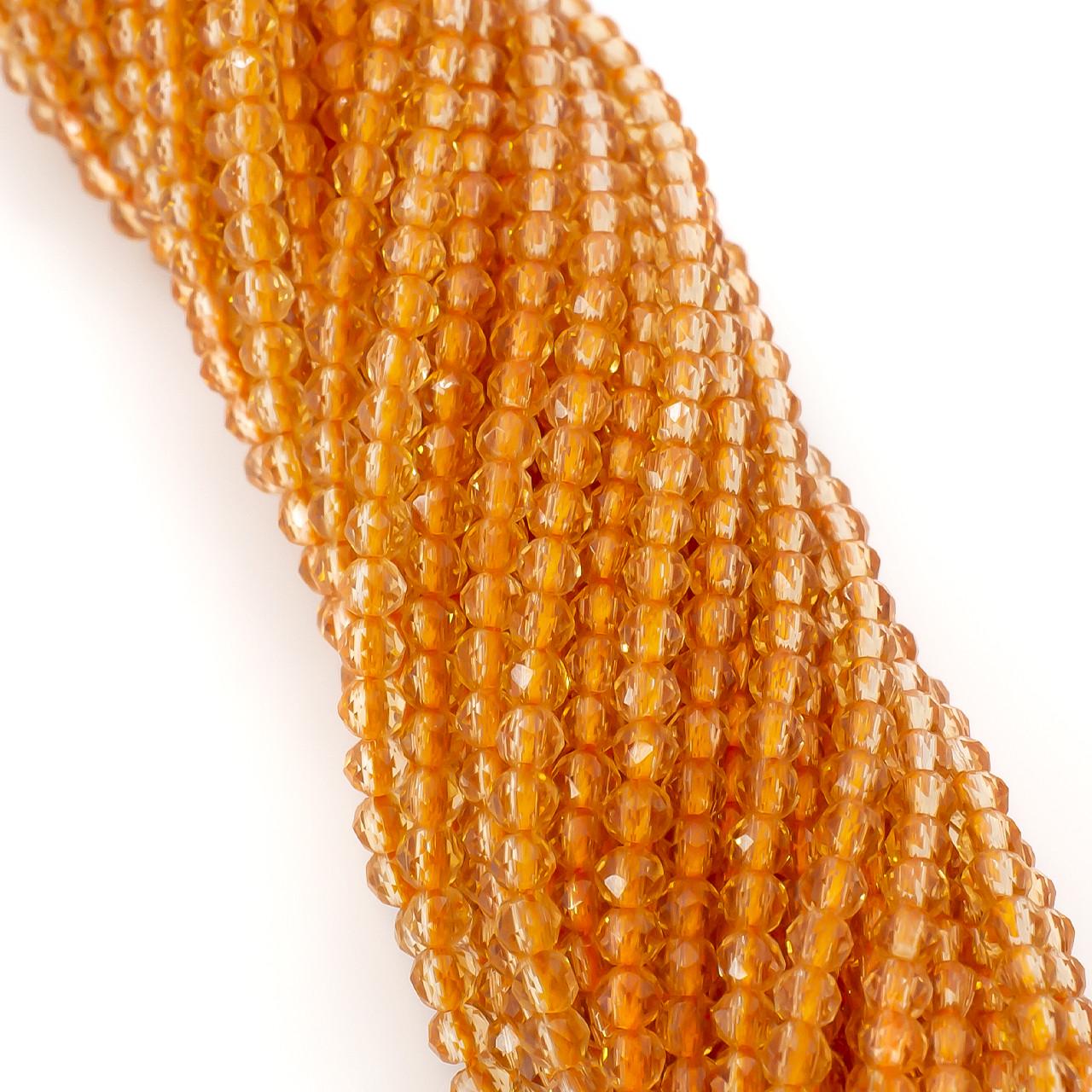 Бусины с круглой огранкой на нитке 37 см из шпинели 2 мм 200 шт. Оранжевый (БШ1402к33)