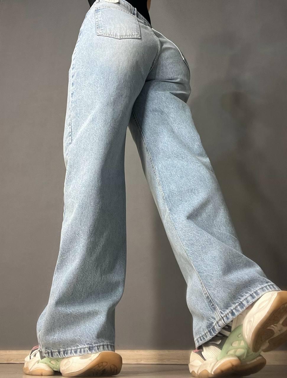 Джинси жіночі ITS Basic 2499-3 Wide Leg jeans з високою талією широкі рівні від стегна з виточками на стегнах р. 34 Блакитний (3918) - фото 3