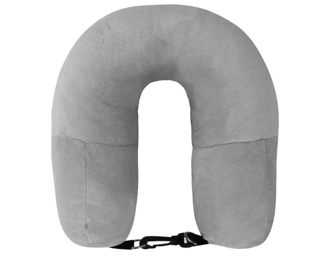 Подушка-сумка под шею с отделением для вещей Серый