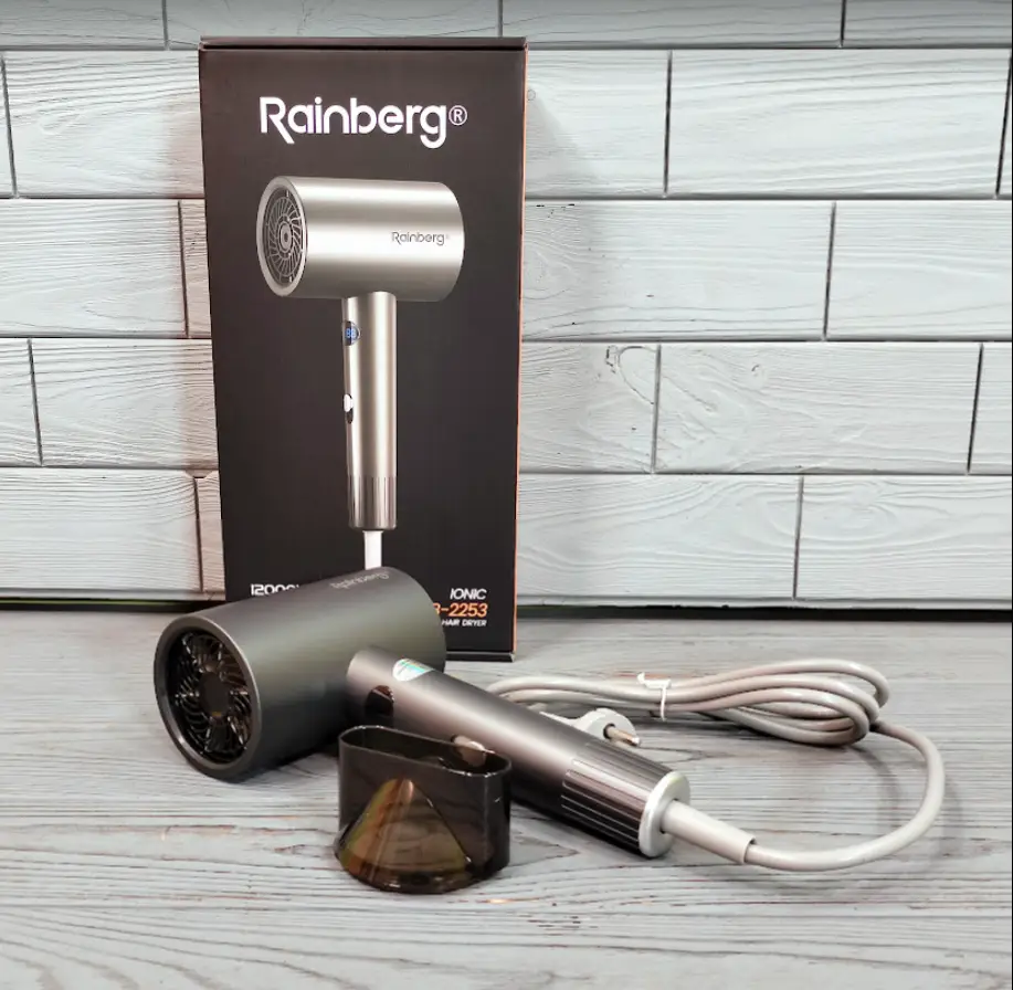 Фен для волосся з концентратором Rainberg RB-2253 12000 Вт Сірий (GR-04605) - фото 4