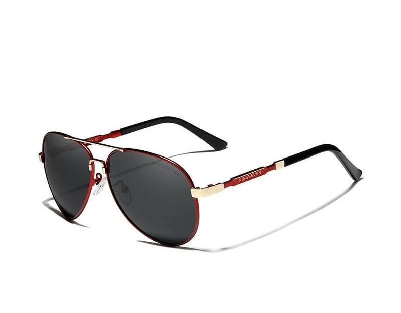 Солнцезащитные очки KINGSEVEN DESIGN N7899 Авиаторы с поляризованными линзами Красный/Серый