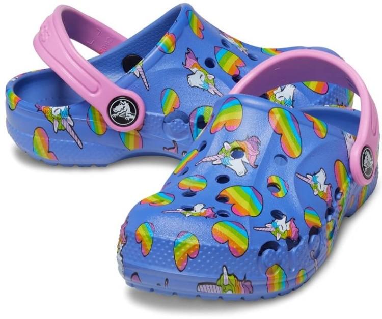 Крокси для дівчинки Crocs Baya Seasonal Graphic Clog Kids Lapis Multi р. 27/28 Світло-синій (25719)