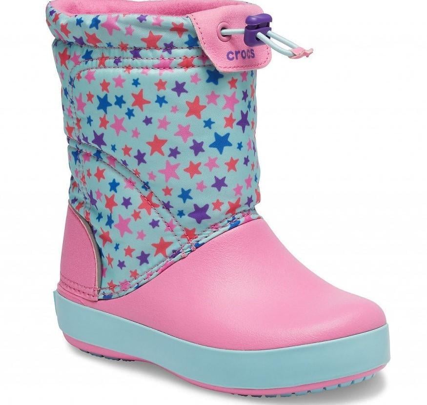 Чоботи дитячі Crocs Kids Crocband LodgePoint Graphic Winter Boot р. J1/31,5 20,5 см Ice Blue/Pink Lemonade (12156668)