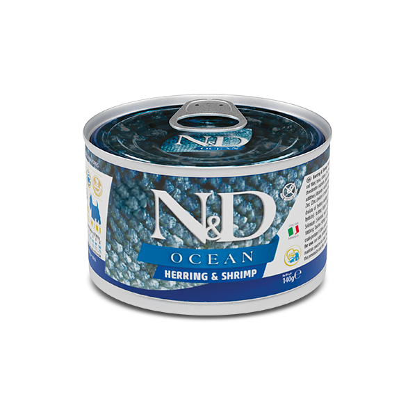 Корм влажный Farmina N&D Grain Free OCEAN для собак мелких пород сельдь/треска/тунец и креветка 140 г (02215)