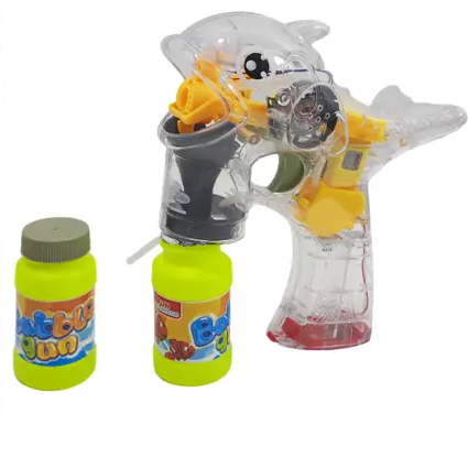 Пистолет для генерации мыльных пузырей Дельфин на батарейках с бутылочками мыльного раствора 2 шт. (28443766)