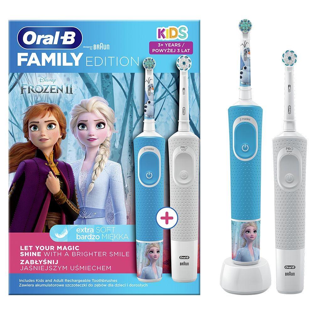 Набор электрических зубных щеток Family Edition Oral-B Vitality X Pro 3 режима D103 и детская Frozen Kids Холодное сердце (43646)