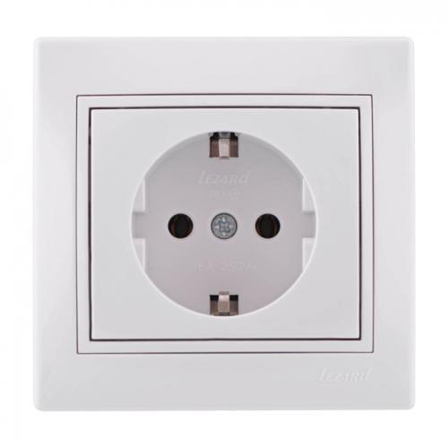 Розетка одинарная с заземлением Lezard Mira Белый (00000000561)