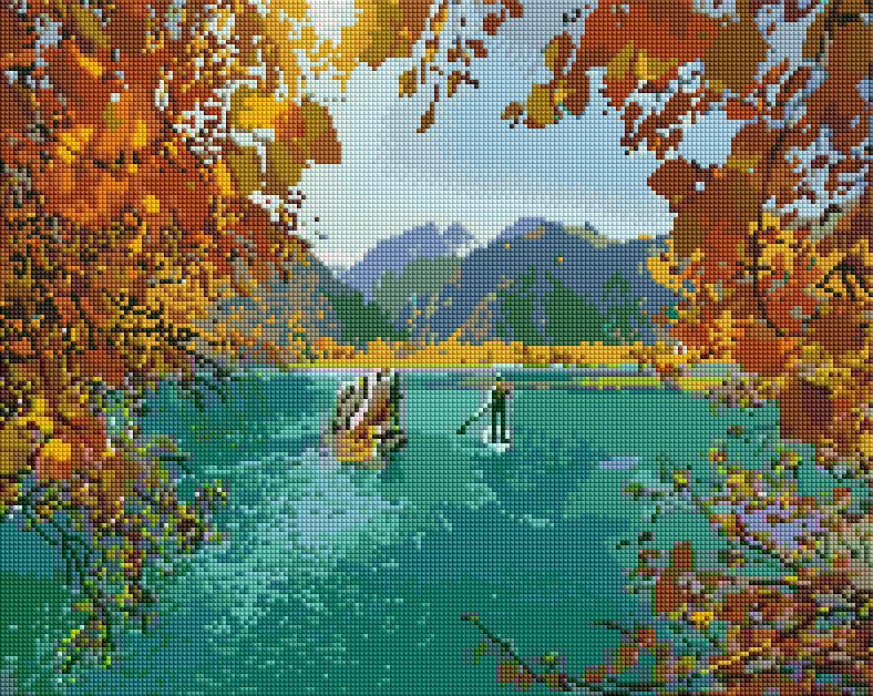 Алмазная мозаика на подрамнике Brushme Прогулка по горному озеру 40x50 см (DBS1017)