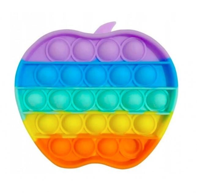 Сенсорна силіконова іграшка пупирка антистрес Поп Іт Яблучко Райдужний