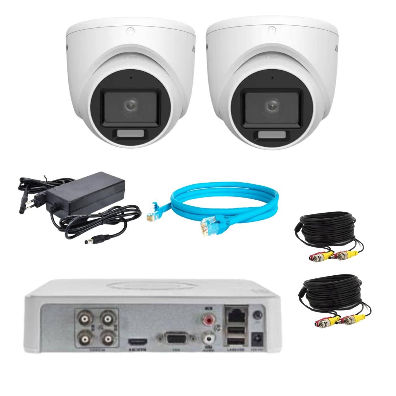 Комплект відеонагляду Hikvision 2Mp-THD-Hybrid-Acusense DS-2CE76D0T-LMFS на 2 камери (24175647)