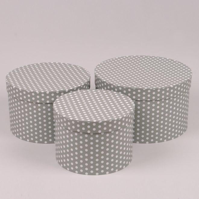 Комплект коробок для цветов Flora 3 шт. Серый в белый горошек (39898)