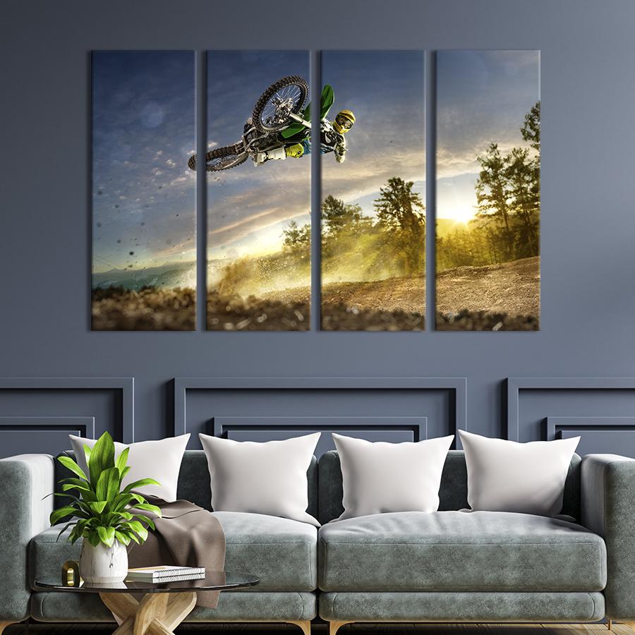 Картина модульная из 4 частей Красивый трюк на мотоцикле XL 209x133 см (482-41)