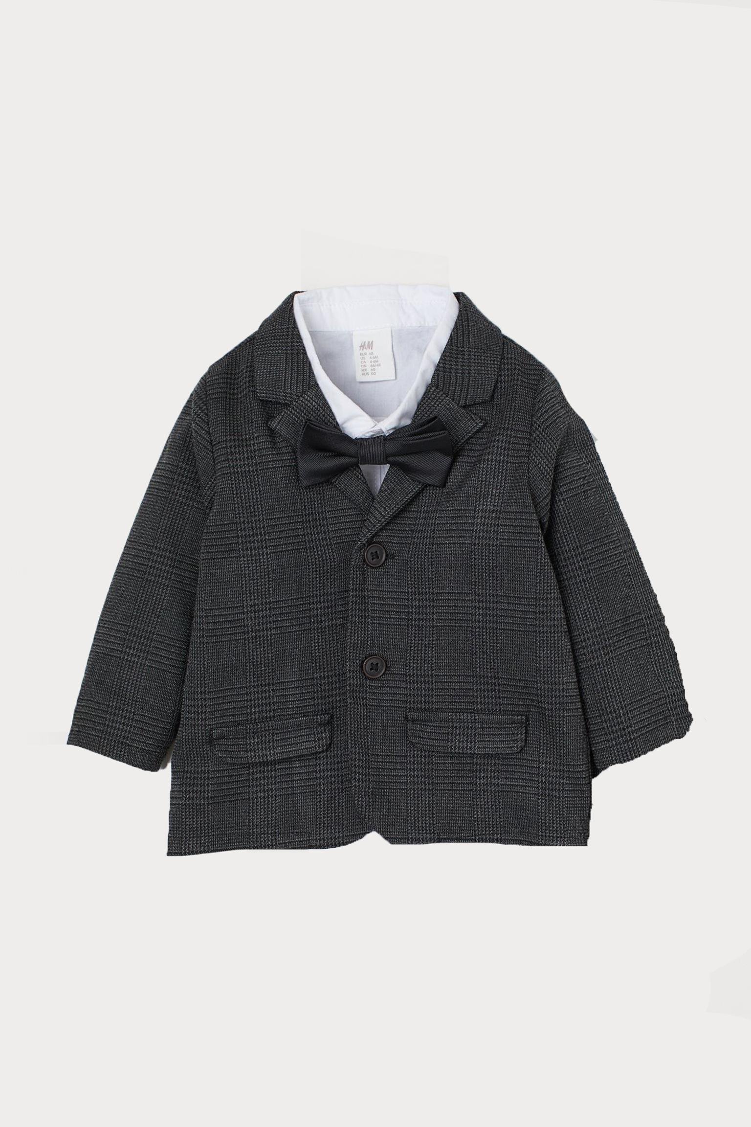 Комплект сорочка піджак метелик H&M клітина 74 см Сіро-чорний (24047920260) Комплект сорочка піджак метелик H&M клітина 74 см Сіро-чорний (24047920260)