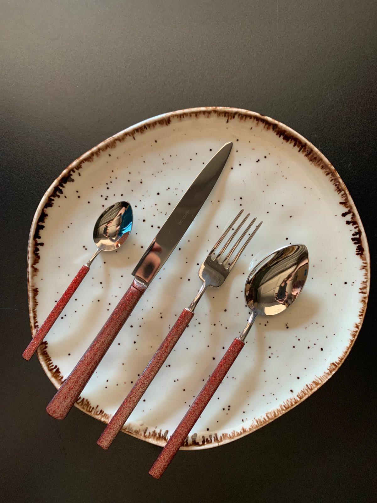 Набір столових приборів у подарунковій коробці Herdmar Vintage GLT 24 предмети Red - фото 2