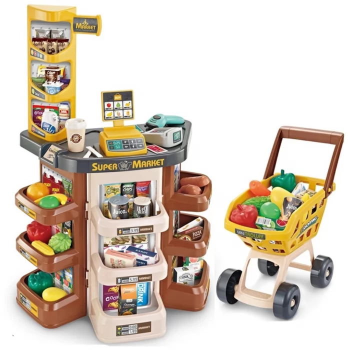 Игровой набор детский Магазин супермаркет с терминалом + сканер + весы со светом и звуком 47 деталей