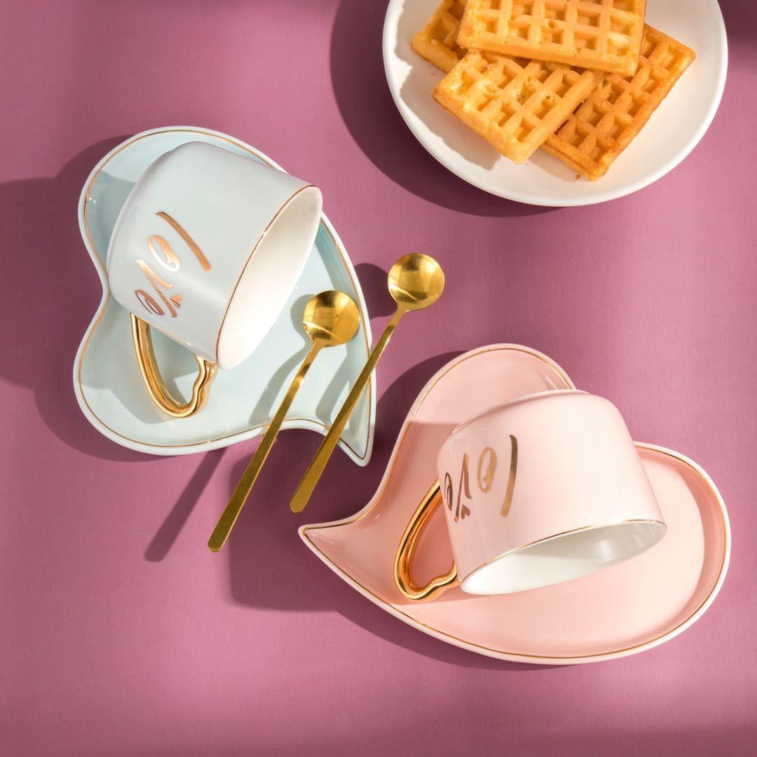 Чашка з ложкою та блюдцем 6909 200 мл Блакитний (4361072) - фото 2