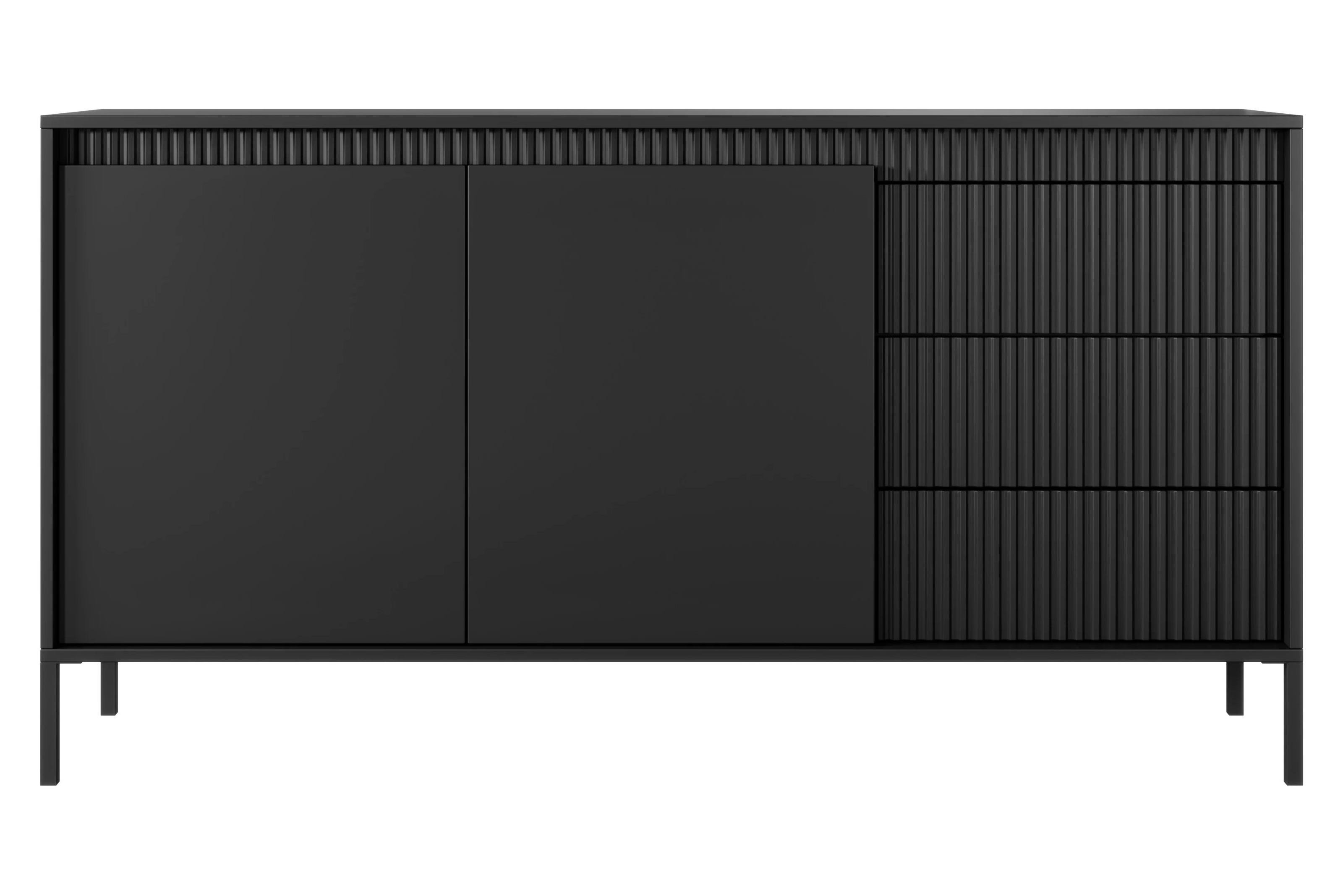 Буфет Maraline Oscar дводверний ribbed 153 см Black (13713)
