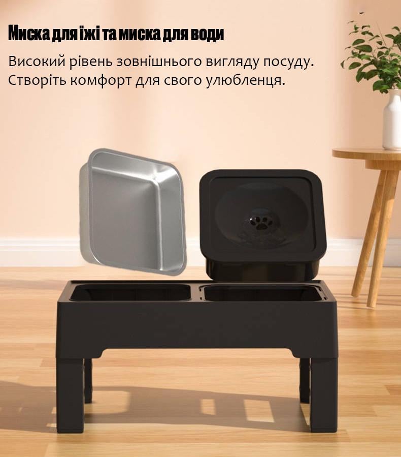 Миска двойная для собак ELS PET на подставке с регулируемой высотой и с плавающим блюдцем Серый (2242697765) - фото 6 Миска двойная для собак ELS PET на подставке с регулируемой высотой и с плавающим блюдцем Серый (2242697765) - фото 6