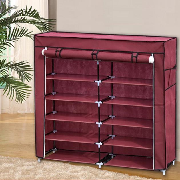 Тканинний шафа для зберігання взуття Shoe Cabinet Бордовий (NJ-222) - фото 3