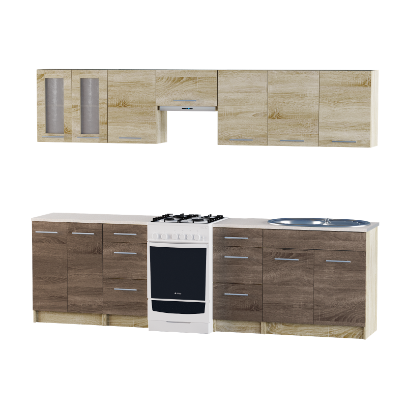 Кухня Еверест ЭКО-2700 без столешницы 2,7 м Сонома/Трюфель (ЕК-27132.01)