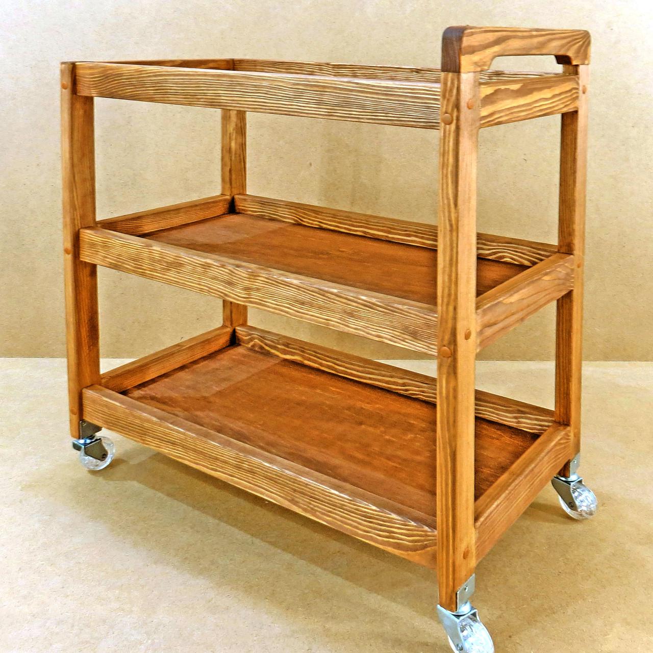 Этажерка для ванной из дерева на колесиках Дилимшер Охра (АБТ-008004)