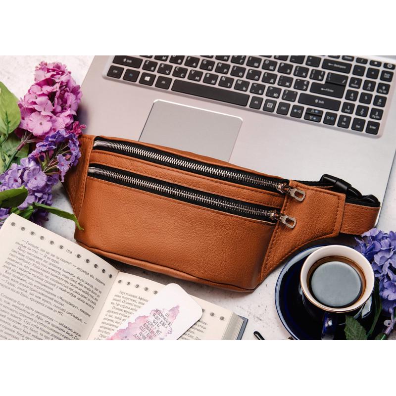 Сумка на пояс Tirso с натуральной кожи 31x12x5 см Коричневый