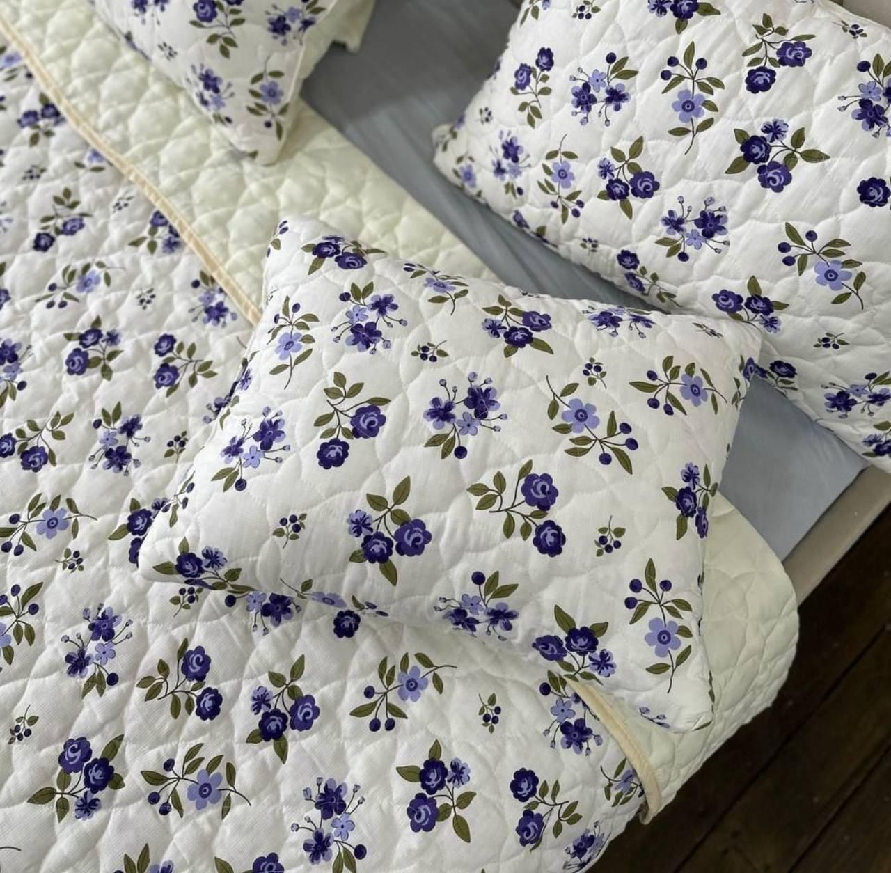 Покривало 220х240 см з подушками 2х40х60 см Білий з синім (Д-mur-cap25-006) - фото 4 Покривало 220х240 см з подушками 2х40х60 см Білий з синім (Д-mur-cap25-006) - фото 4