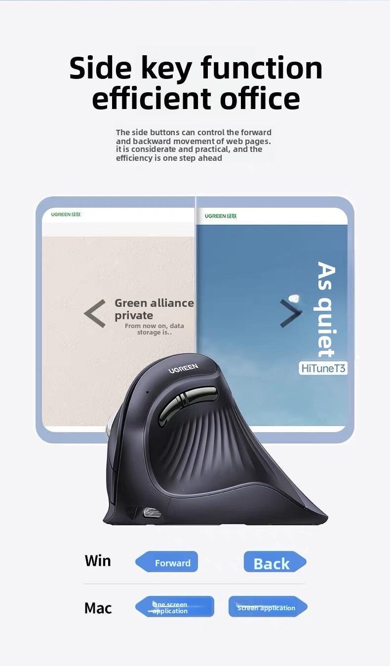 Мышь вертикальная Ugreen 2.4G 5.4 Черная (55559) - фото 7 Мышь вертикальная Ugreen 2.4G 5.4 Черная (55559) - фото 7