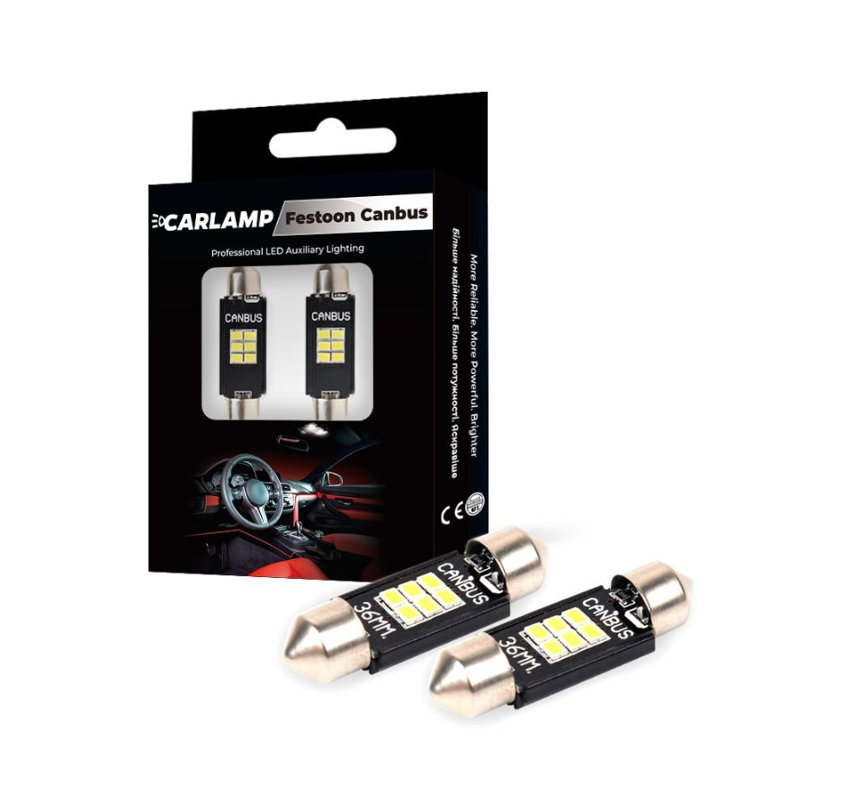Лампа светодиодная 5-g series T11 Carlamp Сanbus для автомобиля C10W 250 Lm (SJ-K6-36mm)