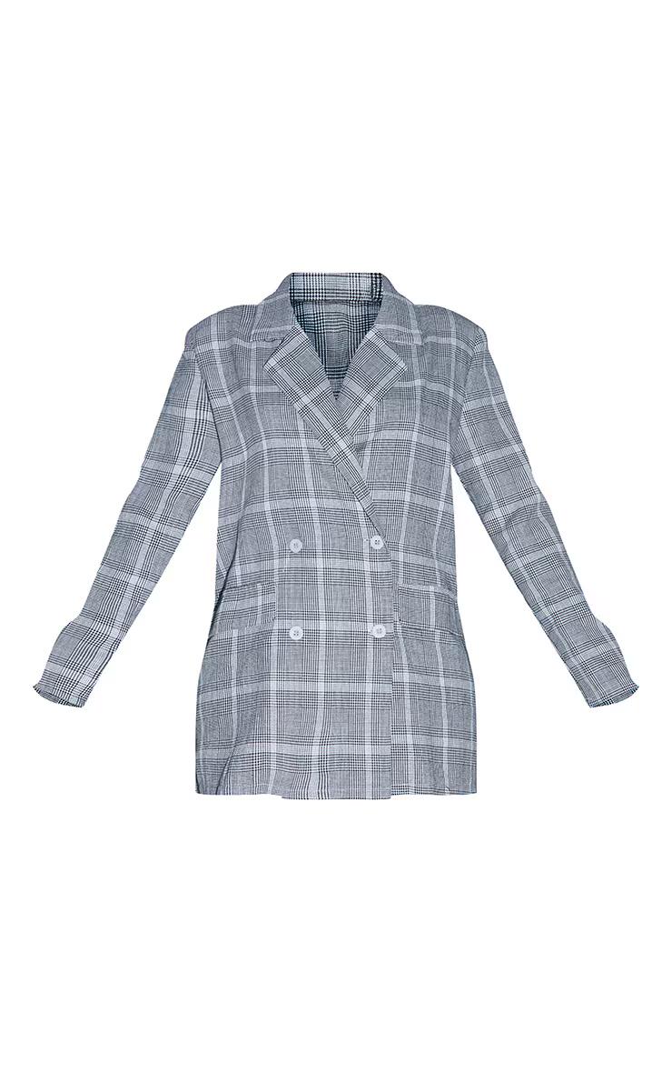 Плаття-піджак PrettyLittleThing двобортне оверсайз з принтом у клітку L Сірий Плаття-піджак PrettyLittleThing двобортне оверсайз з принтом у клітку L Сірий