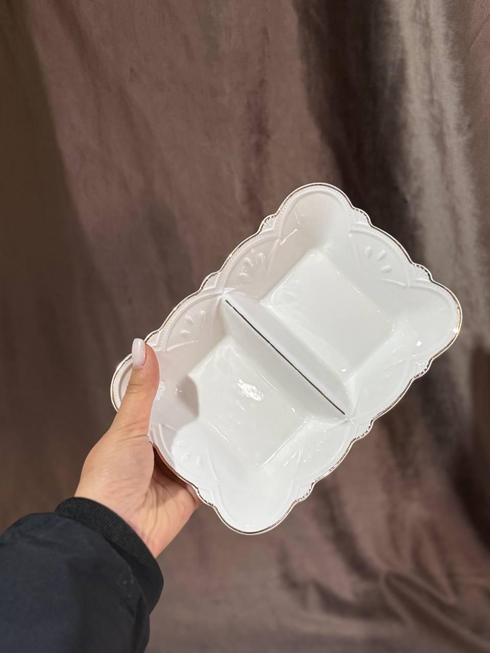 Менажниця керамічна YIWU HP-20-29 2-х секційна 20х14 см Білий (HP-20-29) - фото 3 Менажниця керамічна YIWU HP-20-29 2-х секційна 20х14 см Білий (HP-20-29) - фото 3