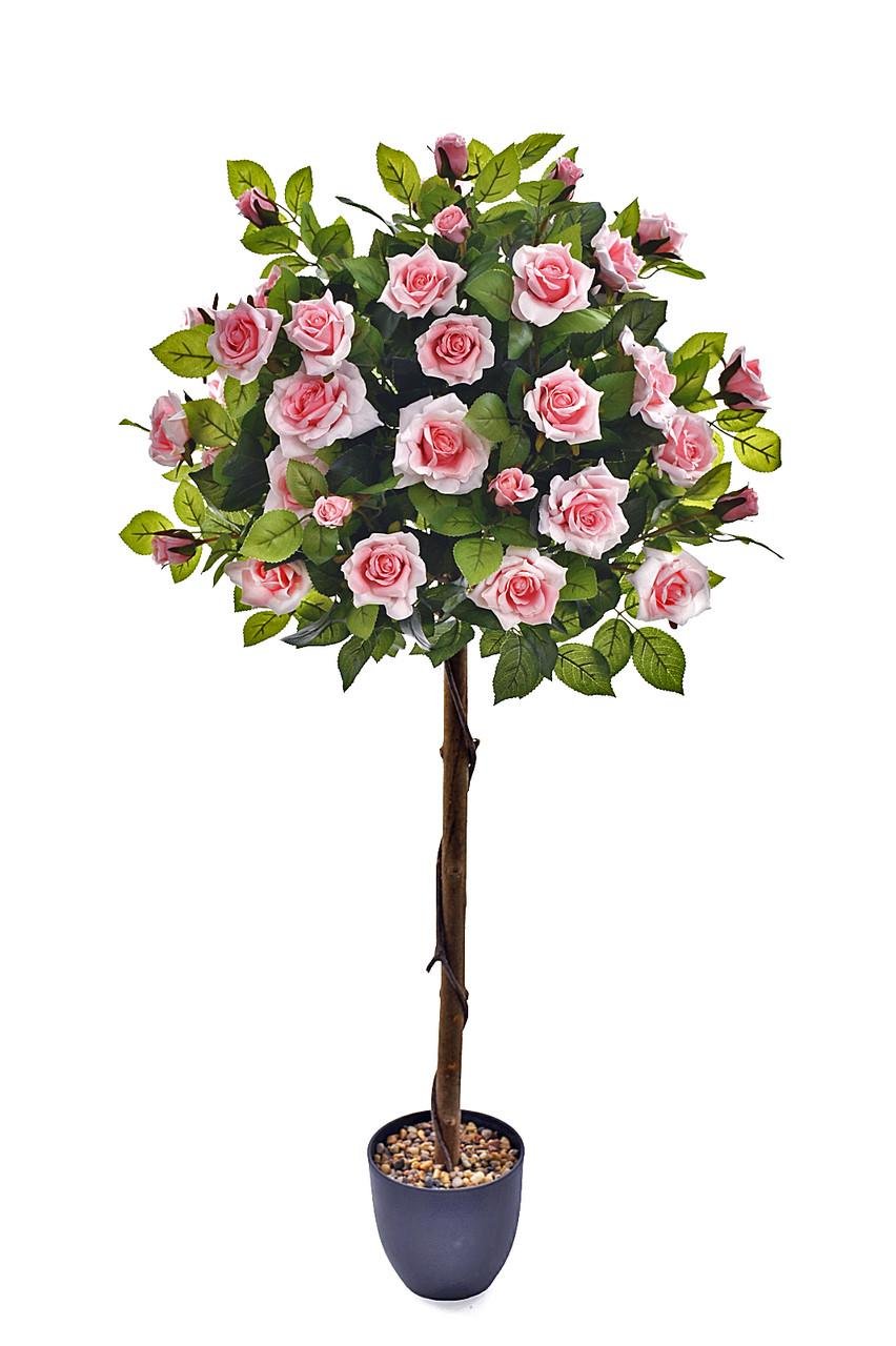 Искусственная роза на штамбе в горшке 120 см Нежно-розовый