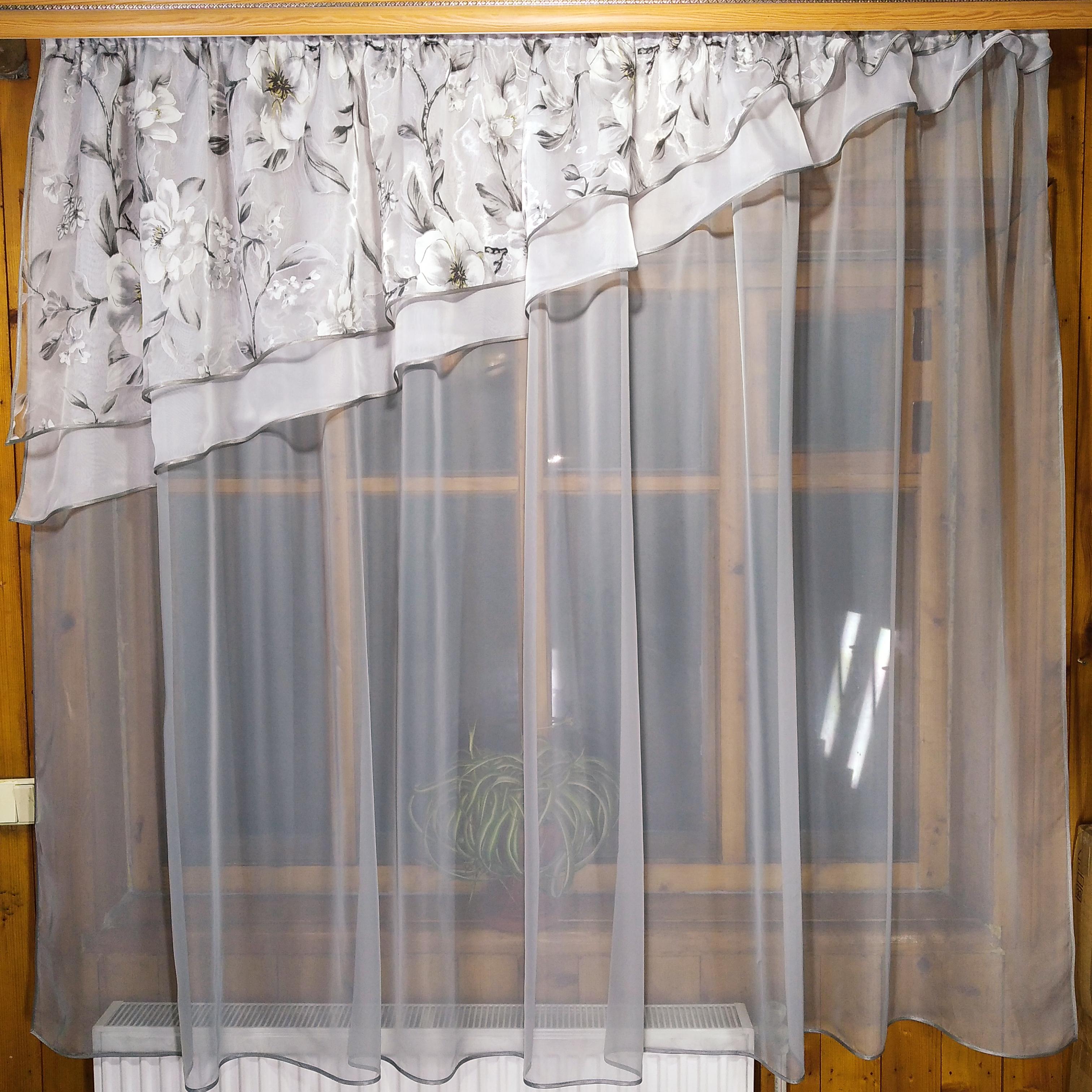 Занавеска кухонная короткая Алия Серый/Яблочный - фото 1 Занавеска кухонная короткая Алия Серый/Яблочный - фото 1